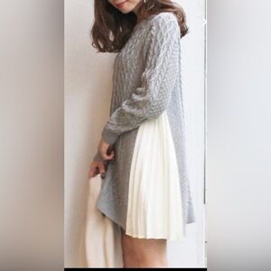 MercuryDuo Gray and Cream cable knit pull over Turtleneck Sweater size m